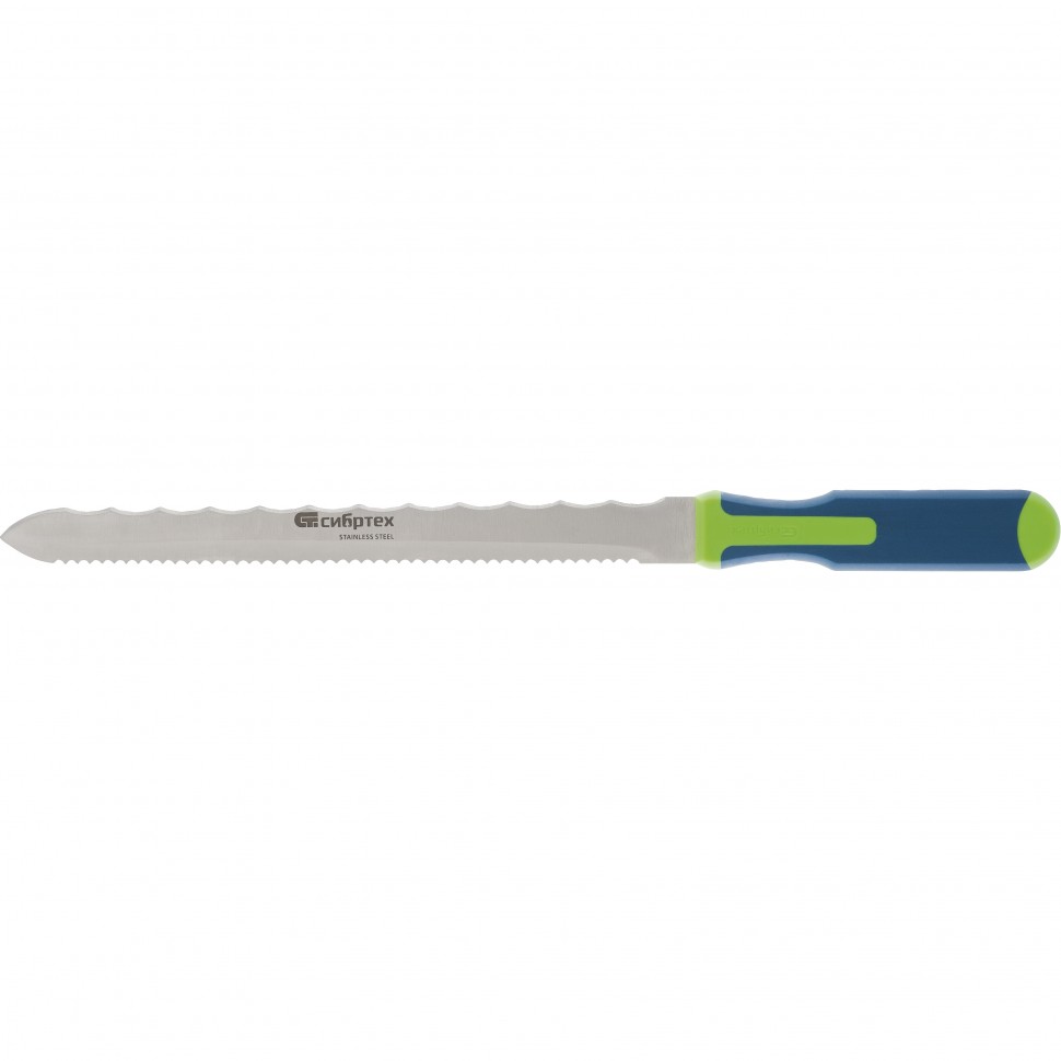 Нож для резки теплоизоляционных панелей, 2-стороннее лезвие, обрезиненная рукоятка, 420 мм, лезвие 280 мм Сибртех