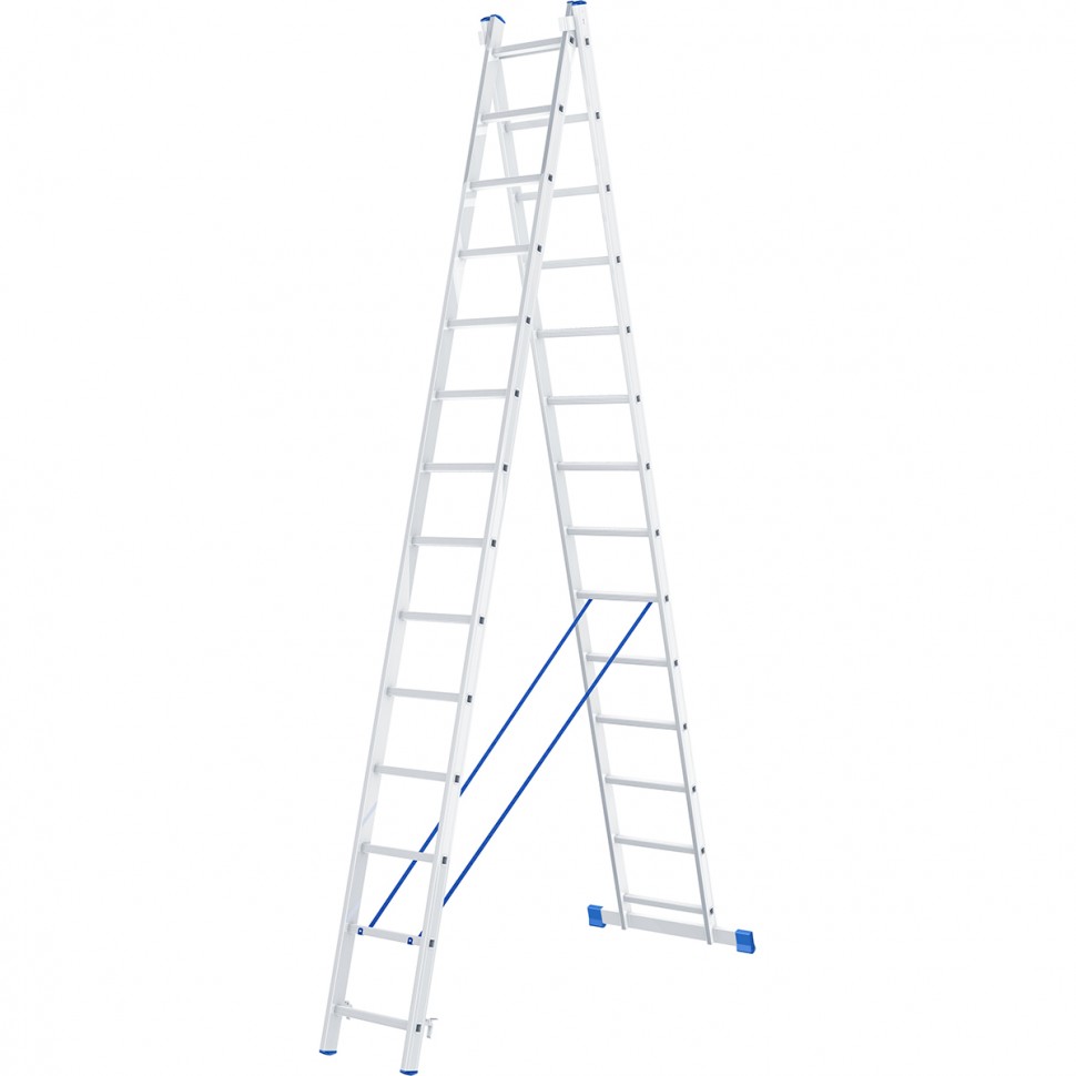 Лестница, 2 х 14 ступеней, алюминиевая, двухсекционная, Россия, Сибртех